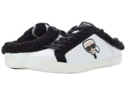 Karl Lagerfeld Paris Leather Faux Fur Lined Backless Sneaker On Banded Sole